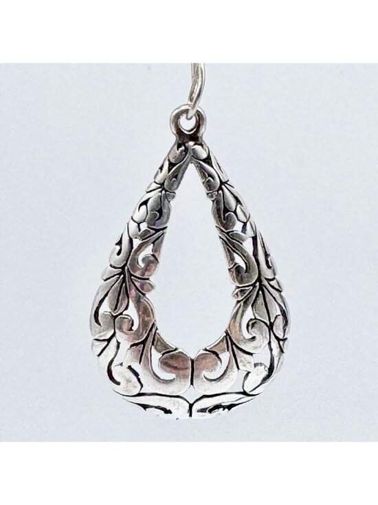Jezlaine Jewelry - Vintage Filigree Sterling Silver Earrings Dangle Teardrop Art Nouveau Jezlaine